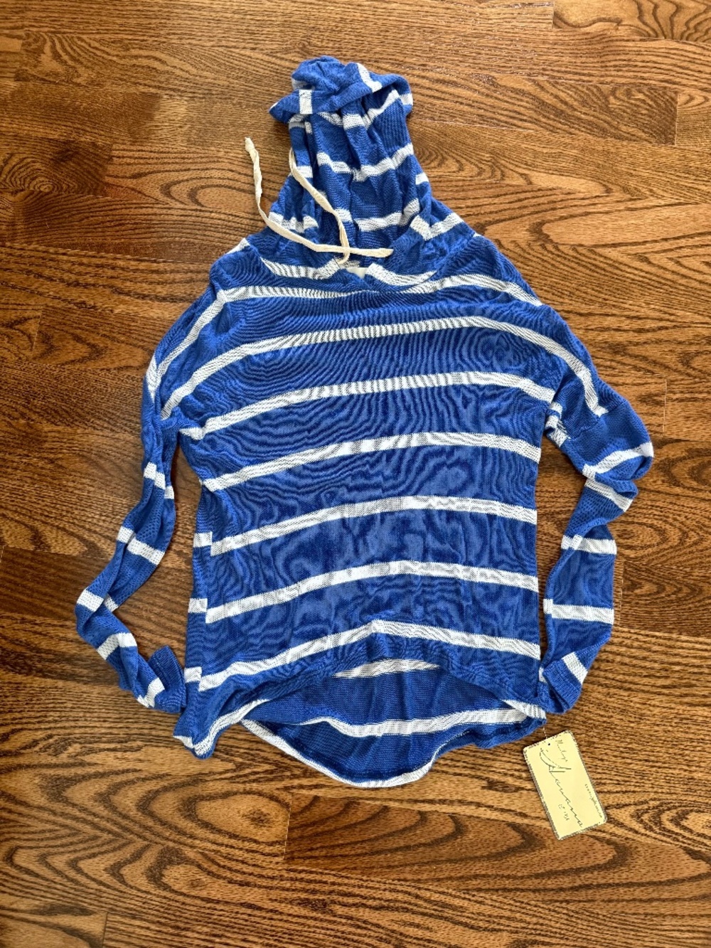 Vintage Havana Striped Knit Hooded Sweater Large - nautical